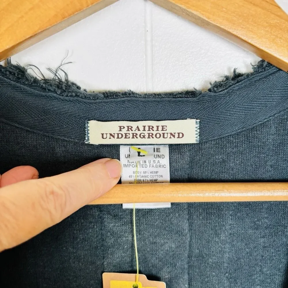 Prairie Underground Large Green Chenille Vest Jacket Organic Cotton & Hemp - NEW